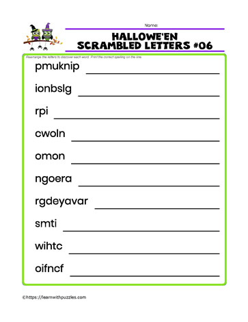Halloween Scrambled Letters#06